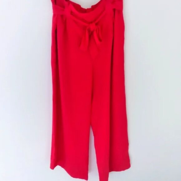Brand New Women's Max Studio Red Paperbag Waist Pants - Picture 3 of 14